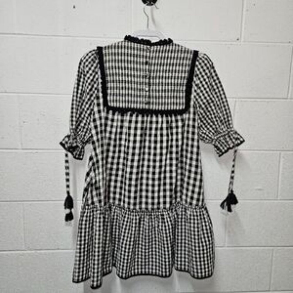 Hunter Bell Megan Gingham Smocked Puff Sleeve Checkered dress Size Xs - Picture 6 of 7